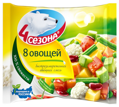 Смесь 4 СЕЗОНА 8 овощей замороженная 400гр